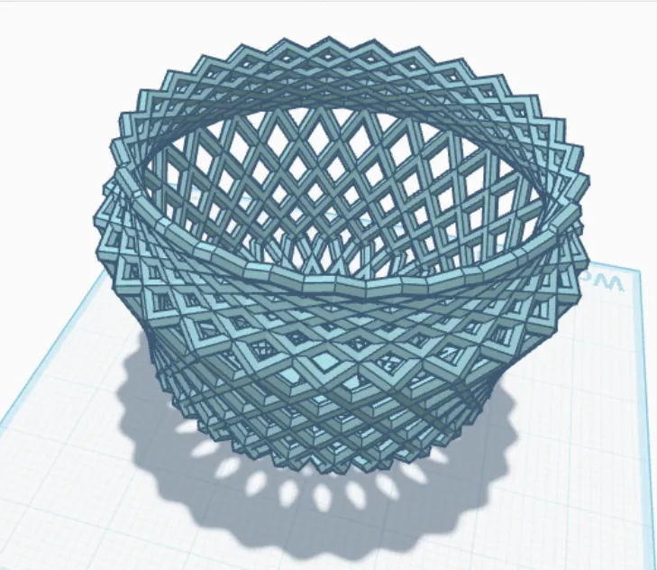artistic statue STL-digital art figurines_Geometric Lattice Twist Basket