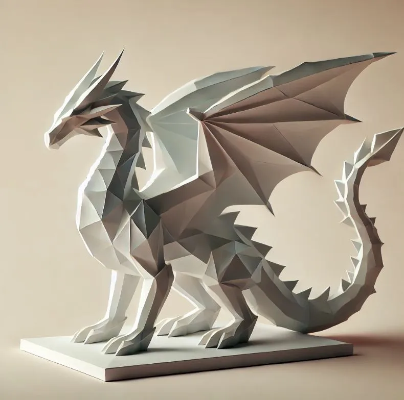 superhero STL files-collectible 3D figurines_Low poly Dragon