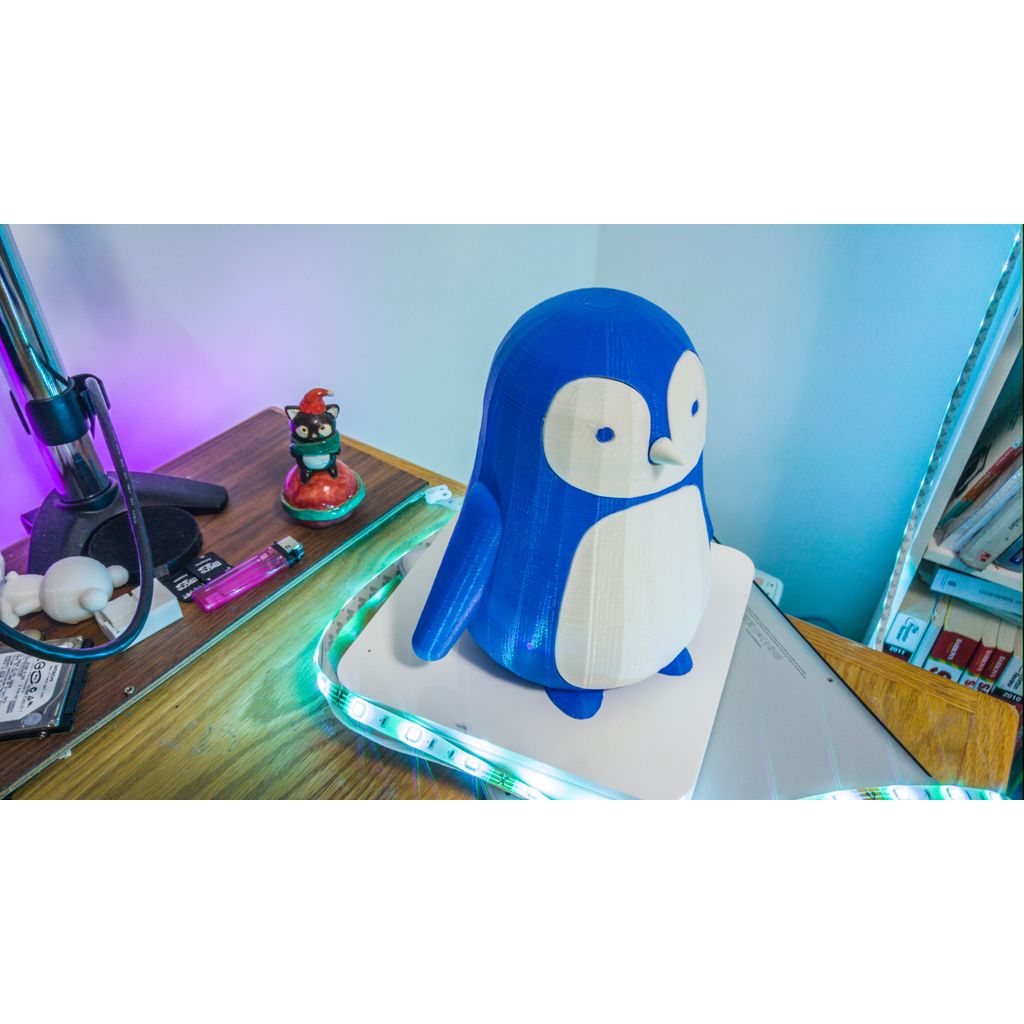 superhero STL files-collectible 3D figurines_Cute Blue Chubby Penguin Figure – 3D Printed Decor