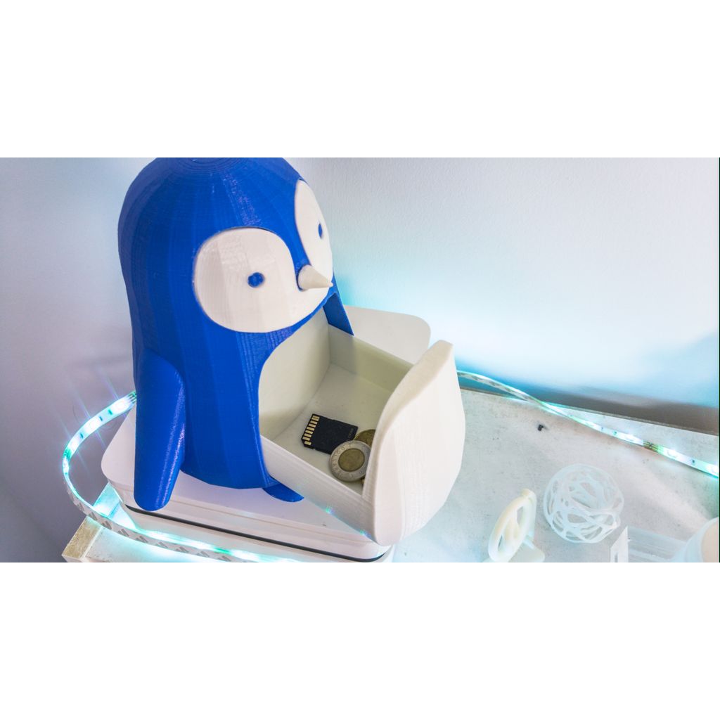 superhero STL files-collectible 3D figurines_Cute Blue Chubby Penguin Figure – 3D Printed Decor