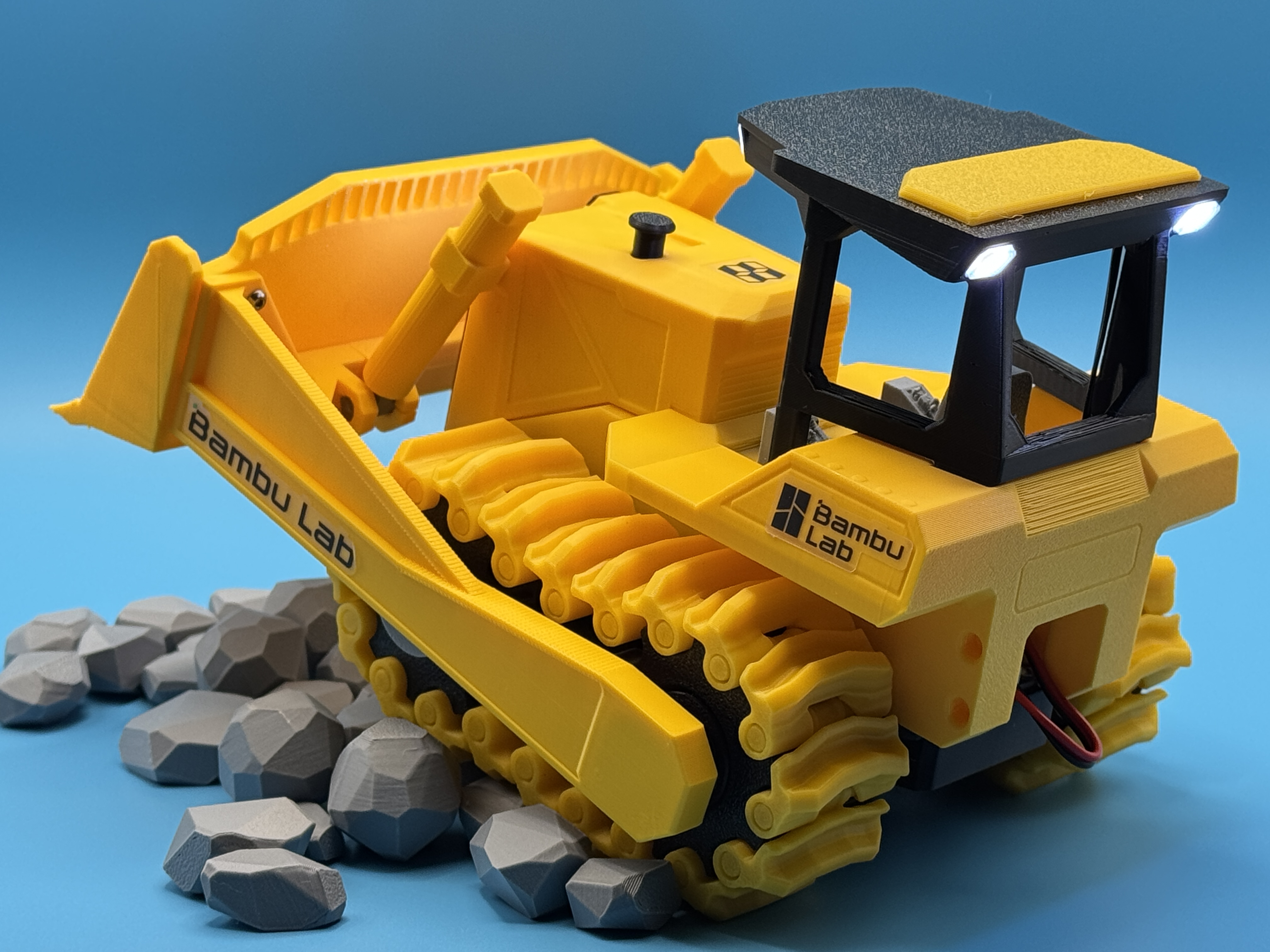 superhero STL files-collectible 3D figurines_3D Printed Bambu Lab Yellow Bulldozer Model