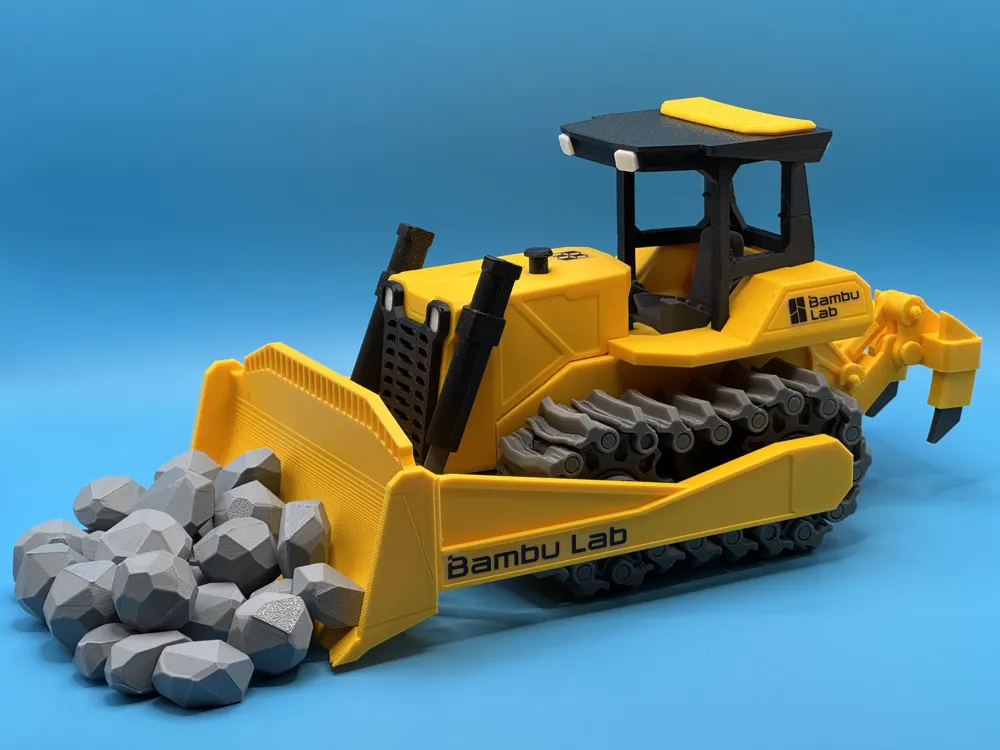 superhero STL files-collectible 3D figurines_3D Printed Bambu Lab Yellow Bulldozer Model
