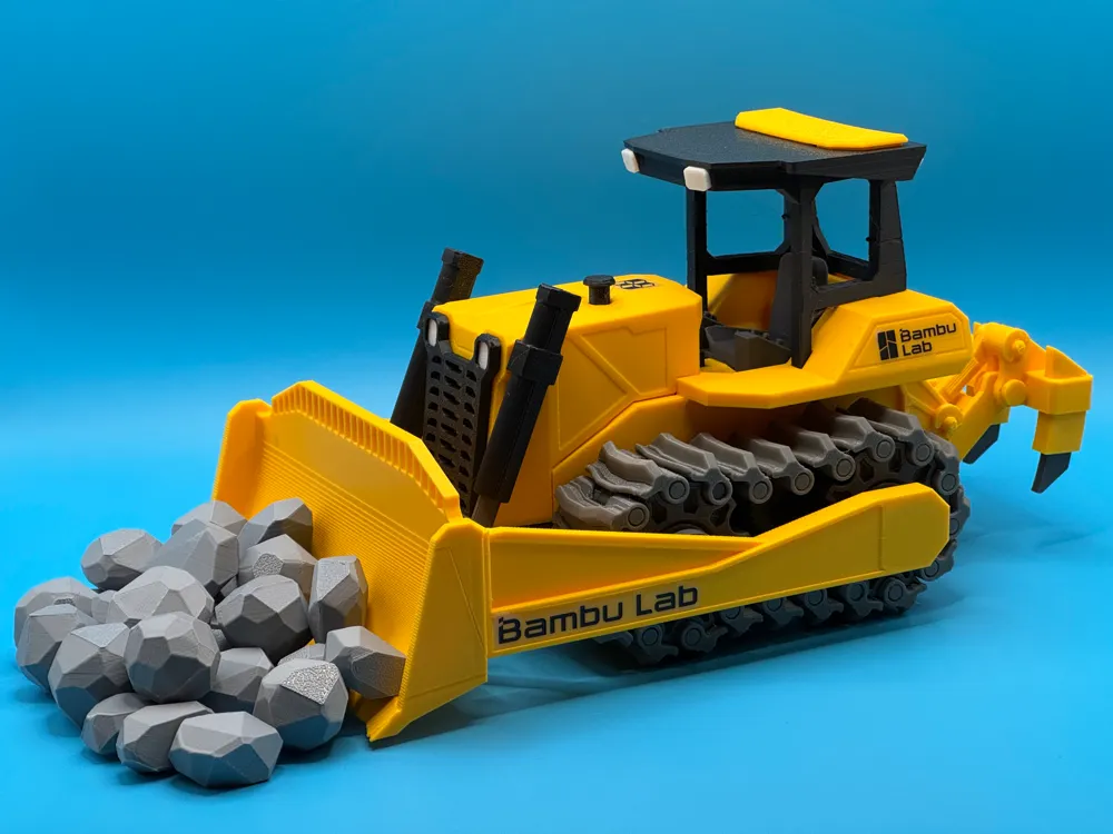 superhero STL files-collectible 3D figurines_3D Printed Bambu Lab Yellow Bulldozer Model