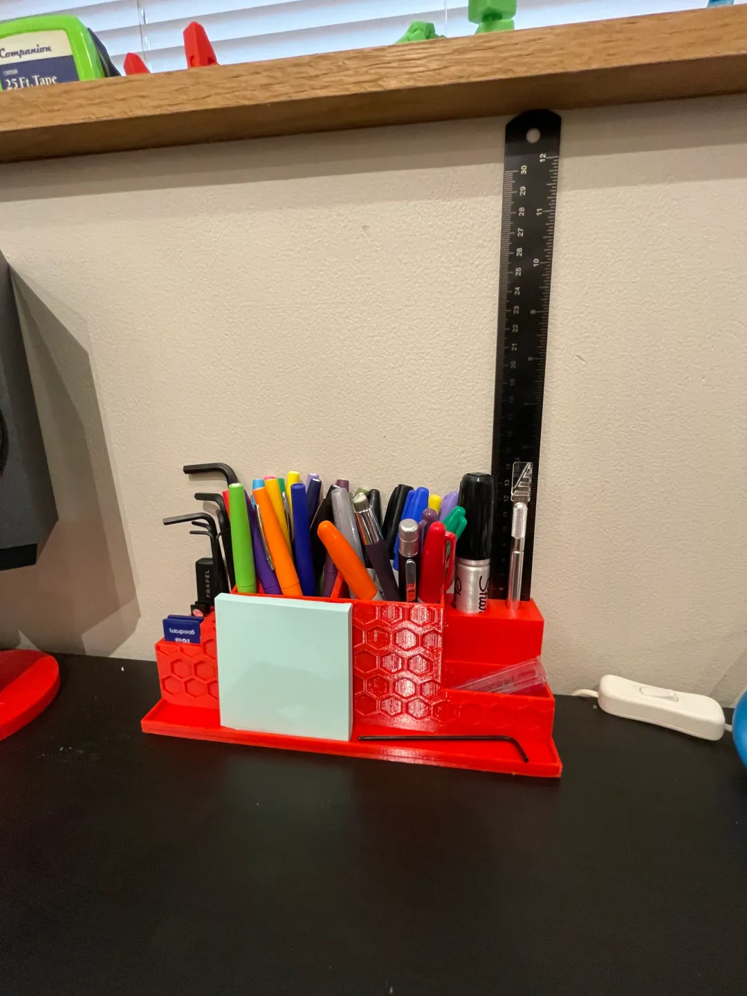smartphone stand STL-tablet holder 3D model_Desk Organizer - Pens, USB, SD Slots (Office Tool)