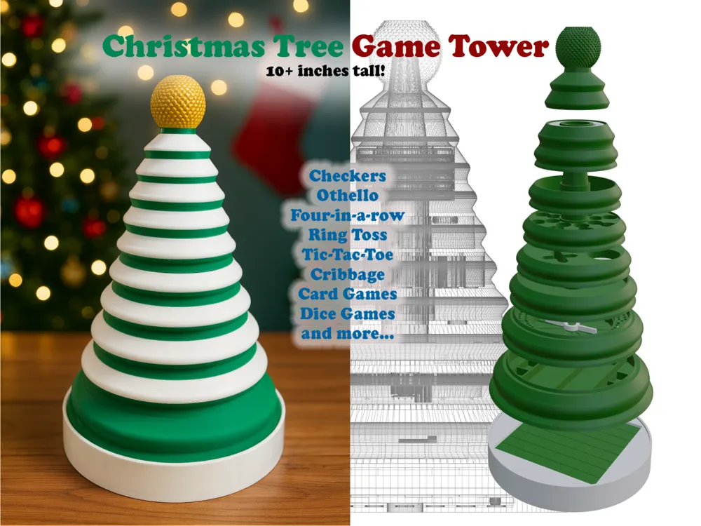 cosplay mask STL-wearable mask 3D print_Christmas Tree Layered Gaming Tower! Table Fun!