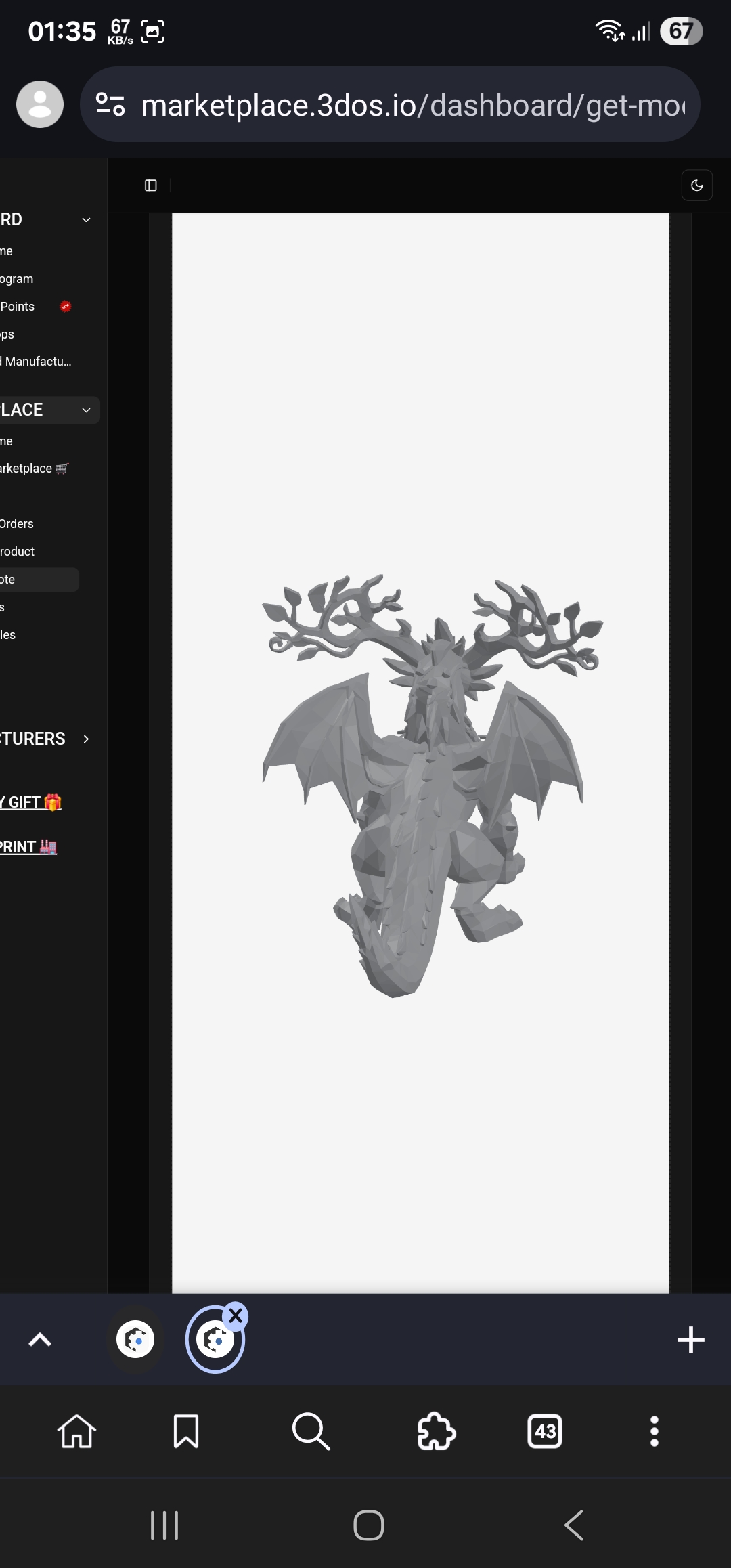 garden toy STL-flying toy 3D model_Forest Druid Dragon