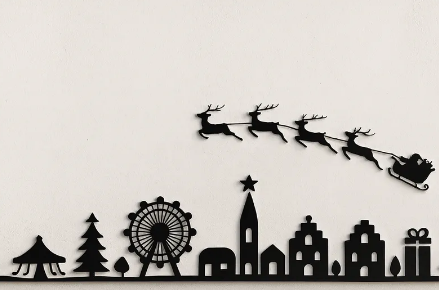 artistic statue STL-digital art figurines_Christmas Skyline – Festive Wall Art Decoration