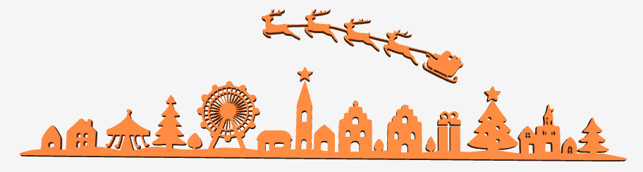 artistic statue STL-digital art figurines_Christmas Skyline – Festive Wall Art Decoration