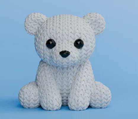 artistic statue STL-digital art figurines_Knitted Polar Bear – Cute 3D Printable Plush-Style