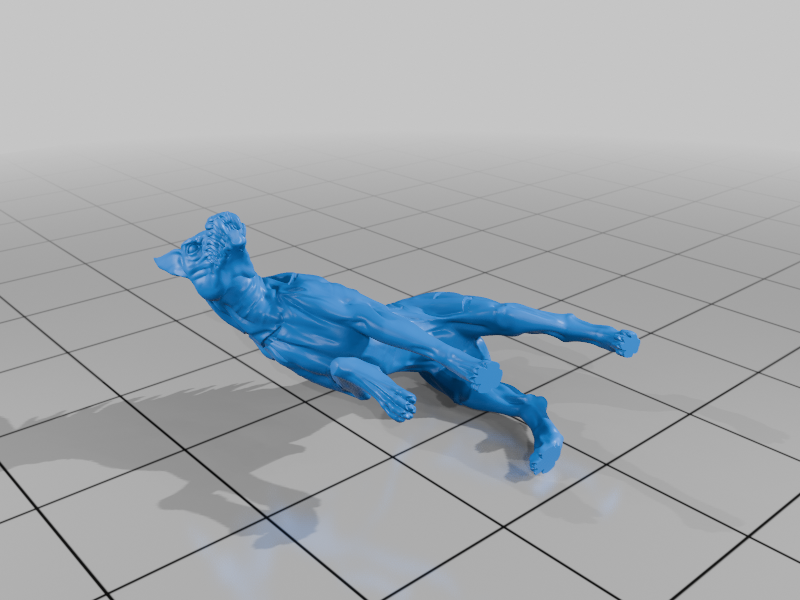 superhero STL files-collectible 3D figurines_Goat-Horned Humanoid in Mid-Air Pose