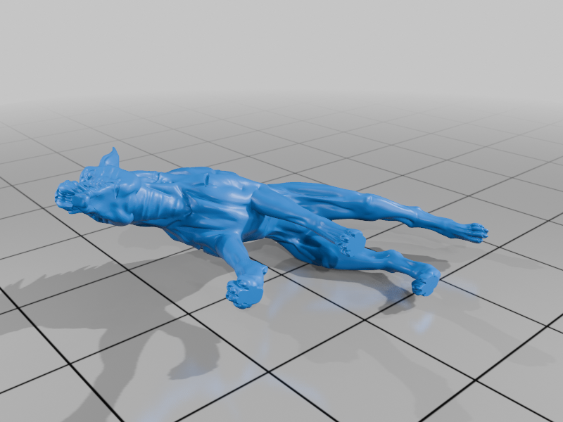 superhero STL files-collectible 3D figurines_Goat-Horned Humanoid in Mid-Air Pose