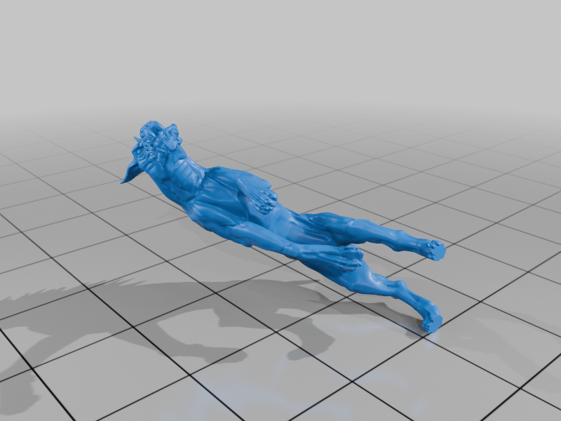 superhero STL files-collectible 3D figurines_Goat-Horned Humanoid in Mid-Air Pose