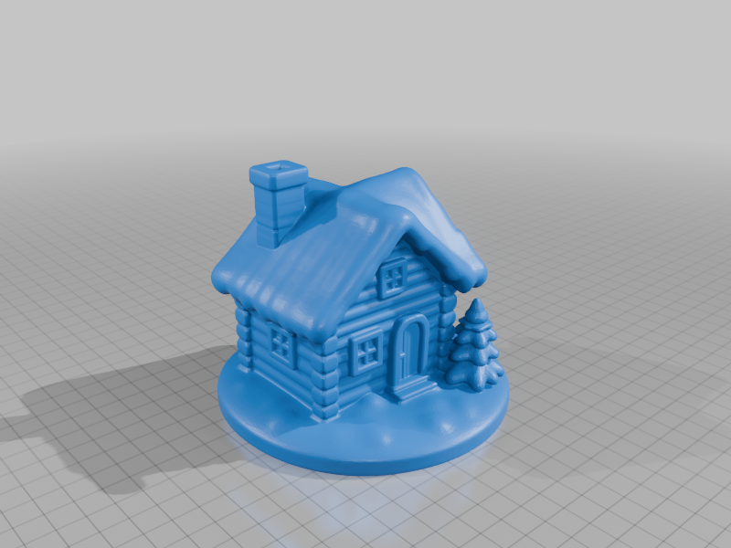 modular toy parts-interlocking 3D models_Winter Log Cabin Scene