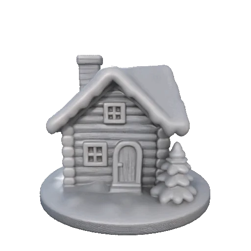 modular toy parts-interlocking 3D models_Winter Log Cabin Scene