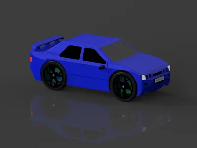 custom automotive 3D models-3D printable vehicle accessories_Blue Low Poly 3D Car Model Render