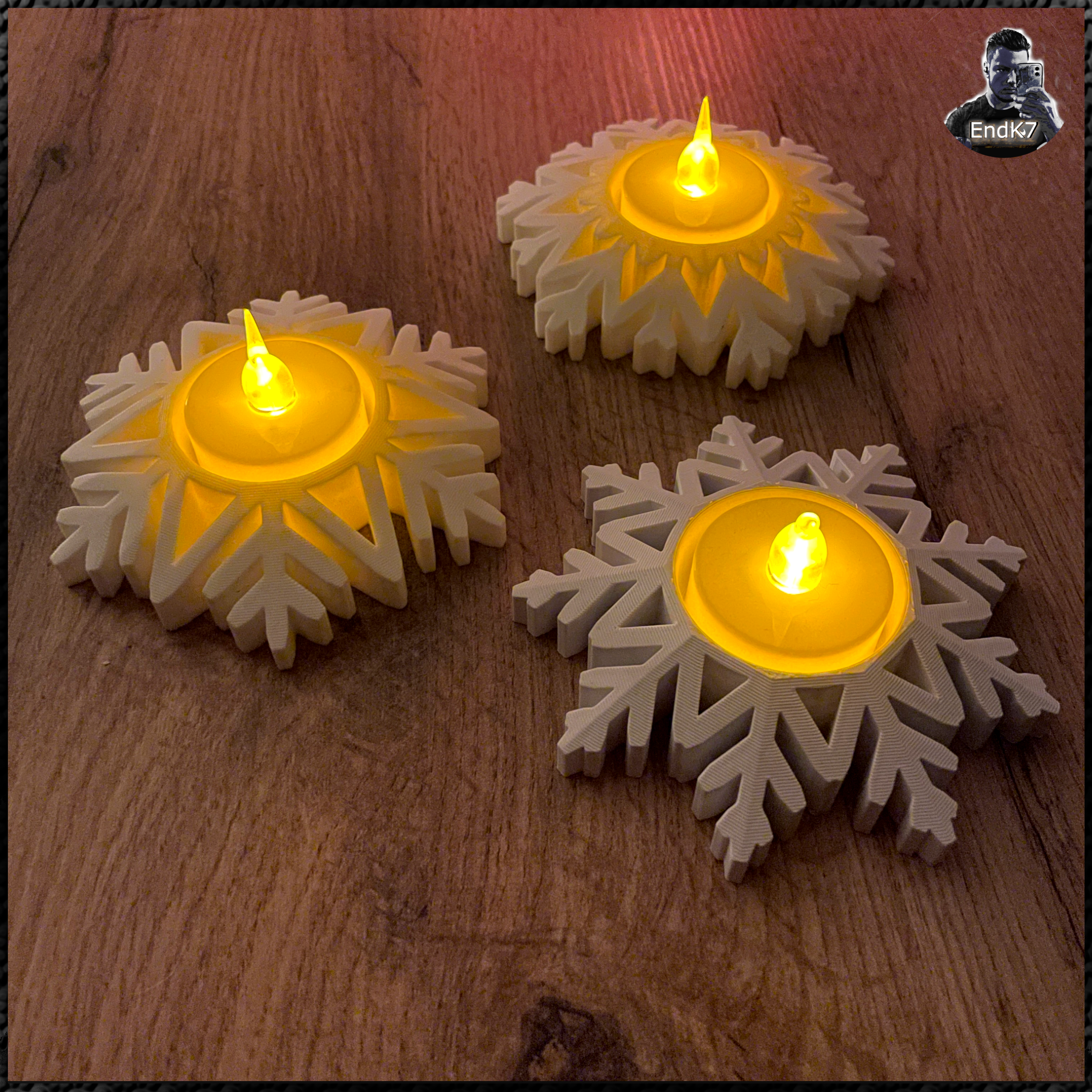 smartphone stand STL-tablet holder 3D model_SnowflakeTealight