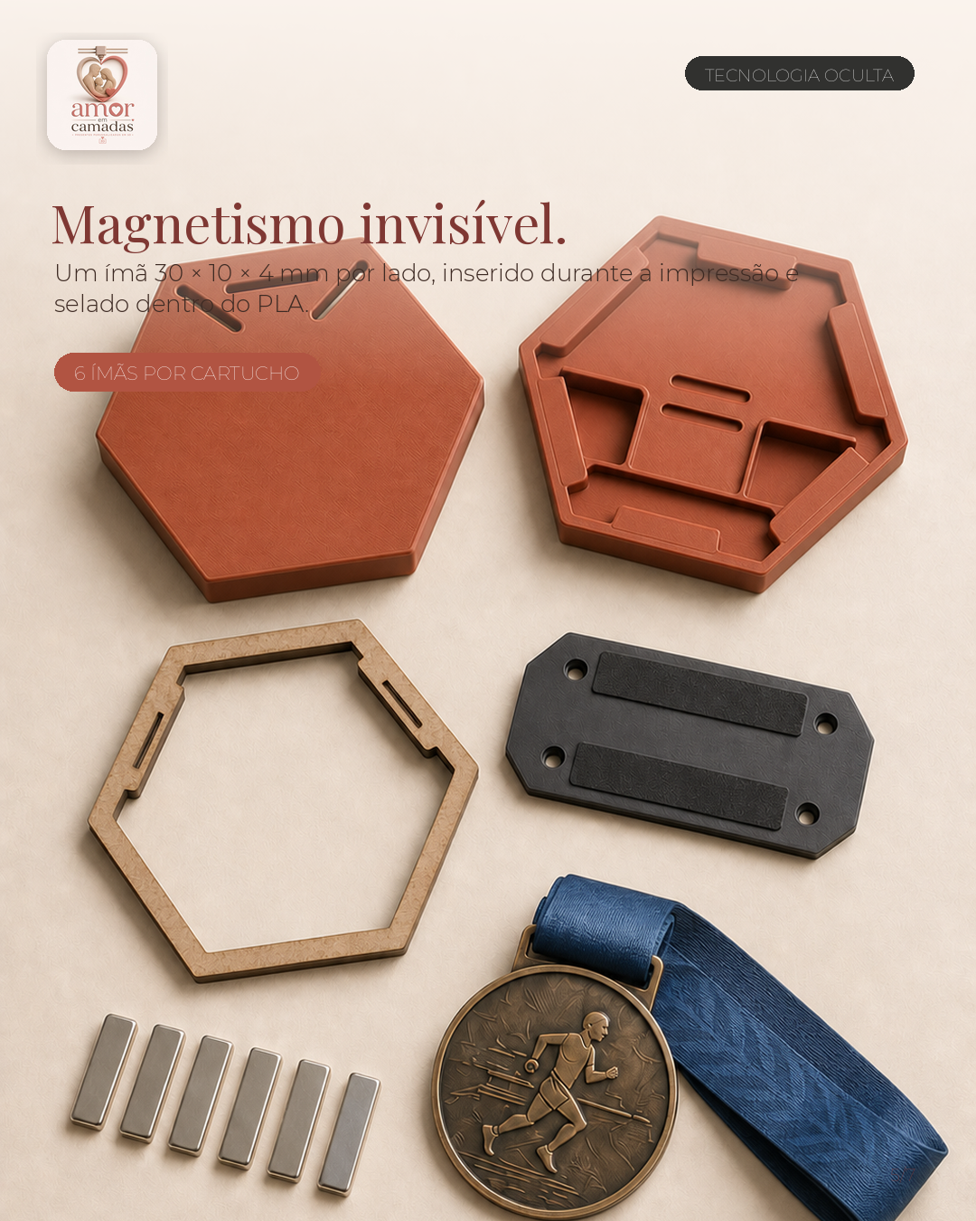 3D printed wall decor-hanging 3D art designs_Modular Magnetic Hexagonal Medal Holder – Expandab