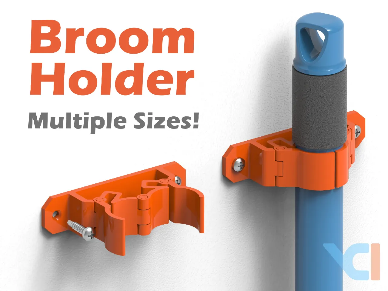 functional 3D components-engineering 3D print models_Broom Holder